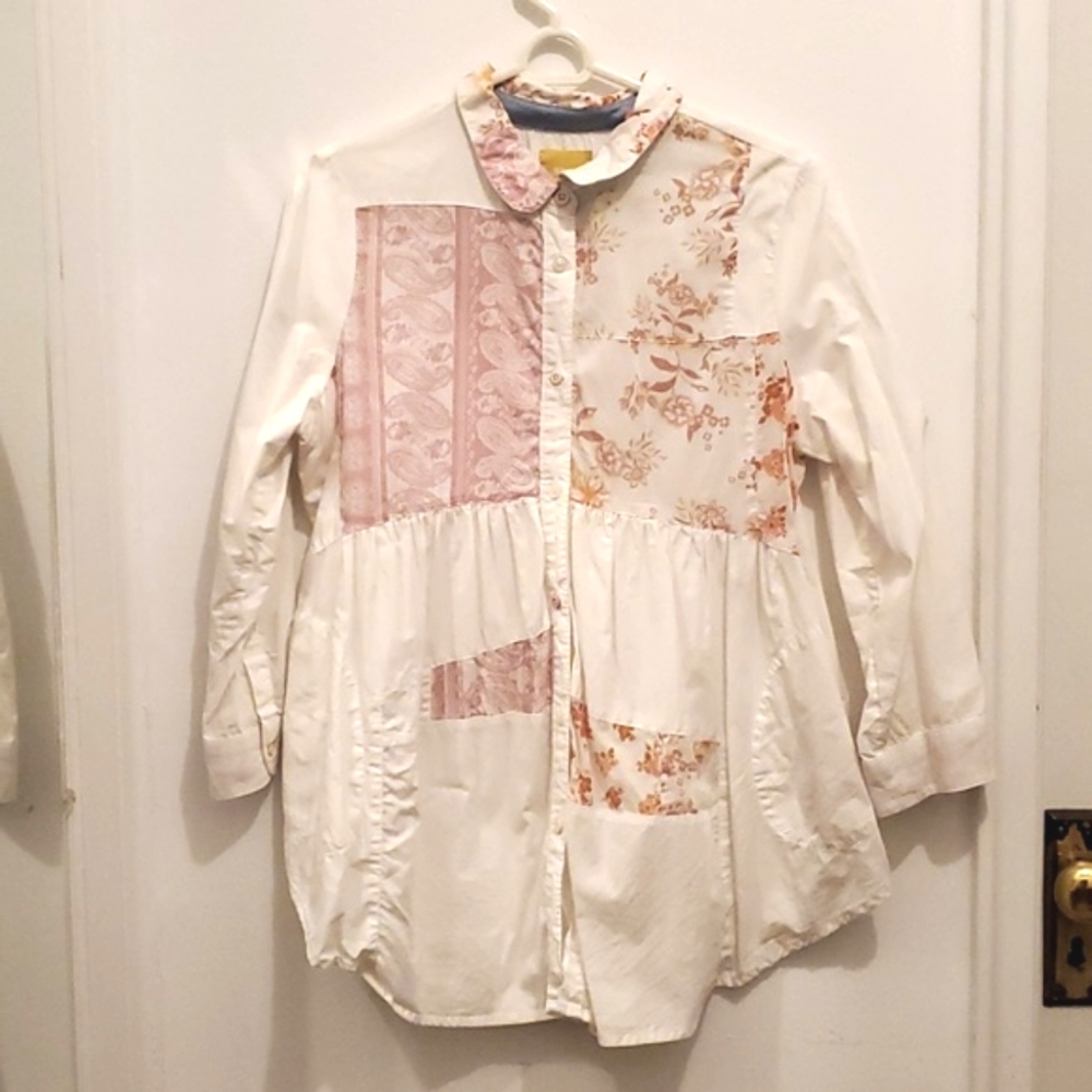 Anthropologie/Maeve patchwork baby doll blouse